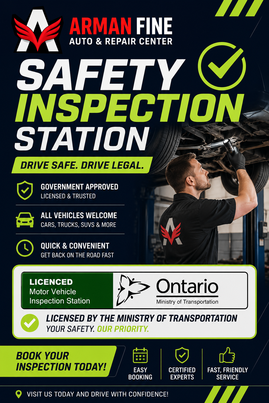 Arman Fine Auto MTO Safety Inspection Station North York Toronto
