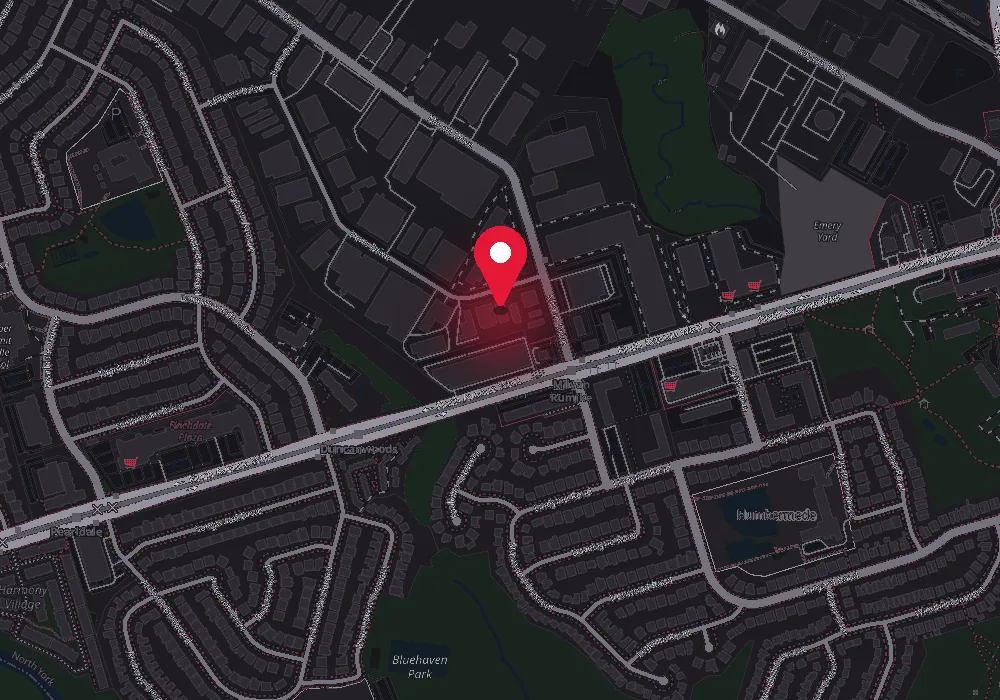 Map to Arman Fine Auto, 7A Penn Dr, North York
